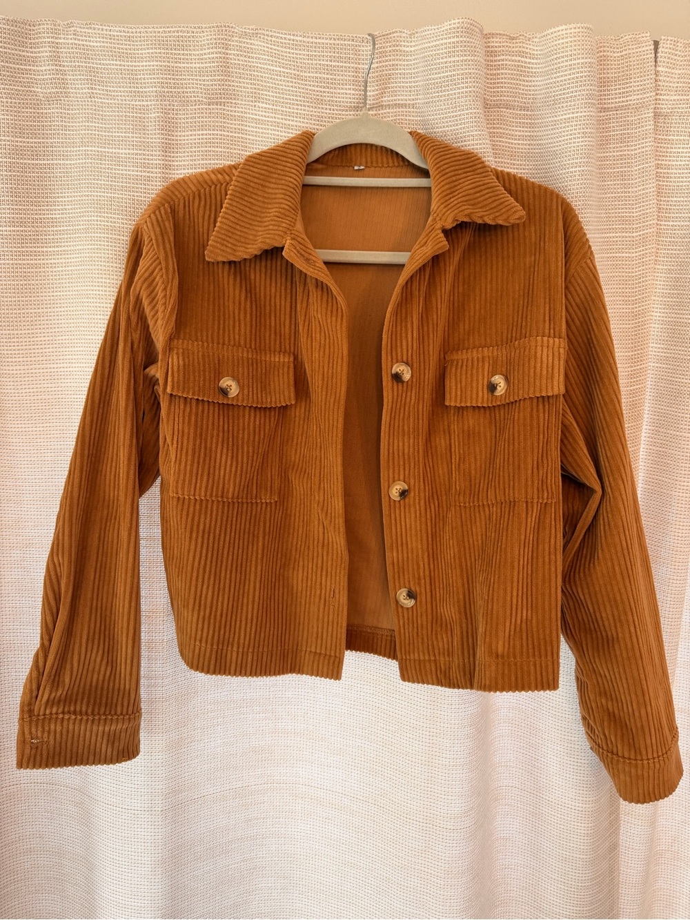 Cropped Button-Front Jacket in Rust